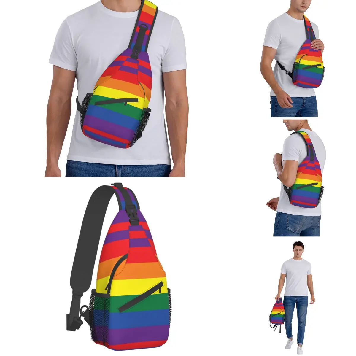 LGBT Arco-íris Crossbody Sling Bag Cool Peito Bag Gay Lésbicas Lgbt Sexual Ombro Mochila Mochila Viagem Caminhadas Ciclismo Satchel