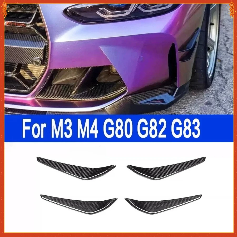 

For BMW G80 M3 G82 G83 M4 MP Style Carbon Fiber Wind knife Car Front Bumper Splitter Spoiler Canard Air Knife Surround Trim