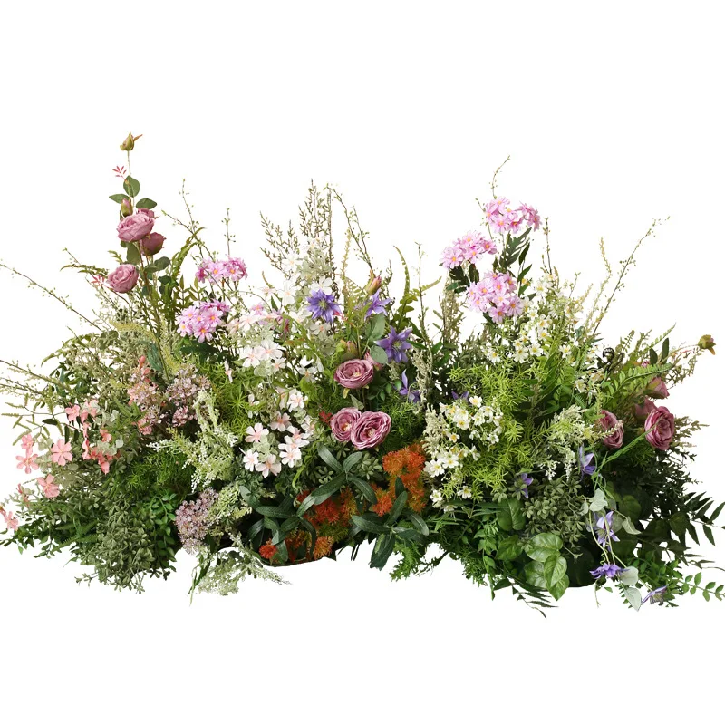 Simulation window flower bushes fake plant landscaping floral decoration restaurant hotel photo area garden aisle flower bushes