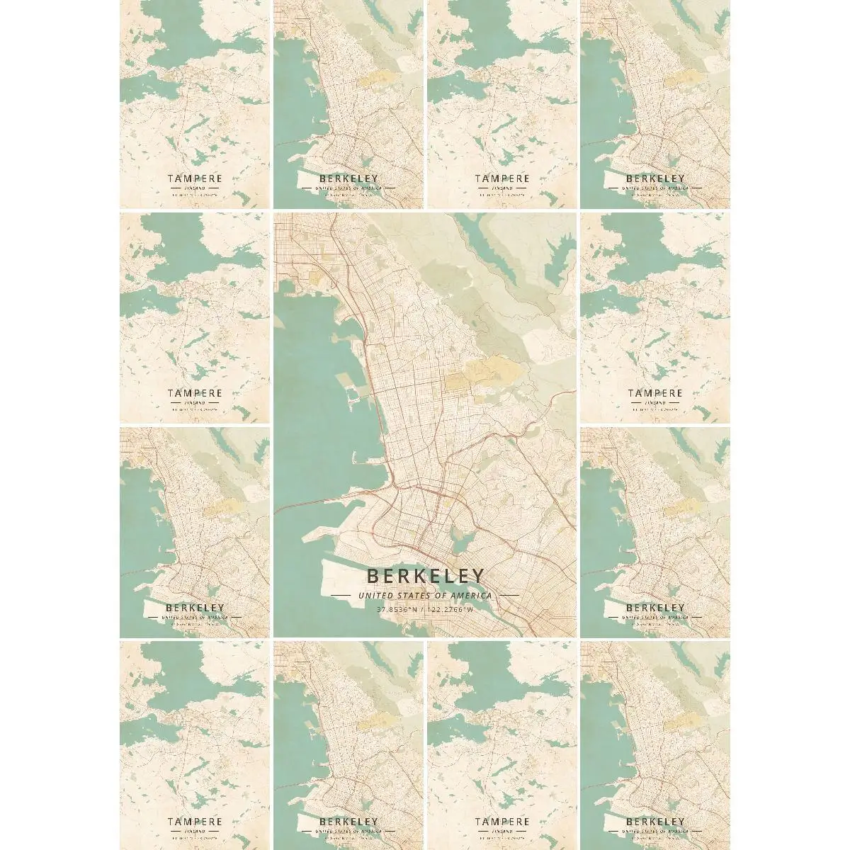 Tampere Finland Vintage Map Poster  Nature  Travel Collection Wall Art Print for Home Decor  Interior Design