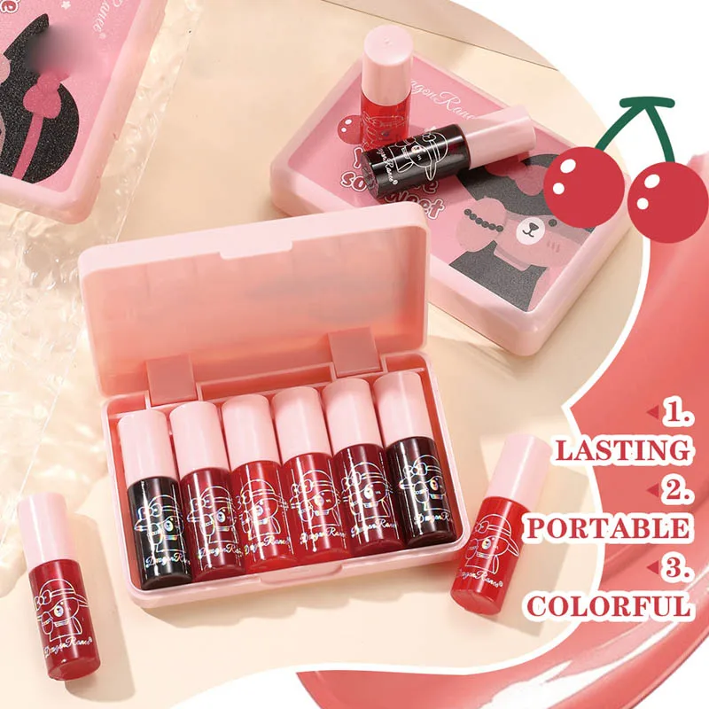 6 Lip Glaze Set Lip Tint Mirror Water Gloss, Rich Whitening, Complexion Lipstick Moisturizing, Non-Stick, Long-Lasting Lip Glaze