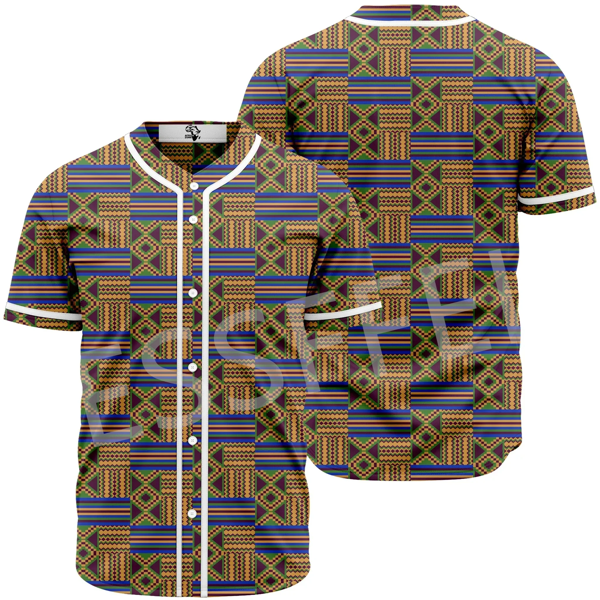 

Newest Africa Country South Africa Ghana Kente Tribe Native Retro 3DPrint Summer Harajuku Baseball Jersey Shirts Short Sleeves C