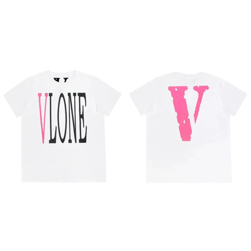 Vlone-Men's and Women's Short-Sleeved T-Shirts Retro Half-Sleeved Shirts Trendy Brand Field V American Street Summer