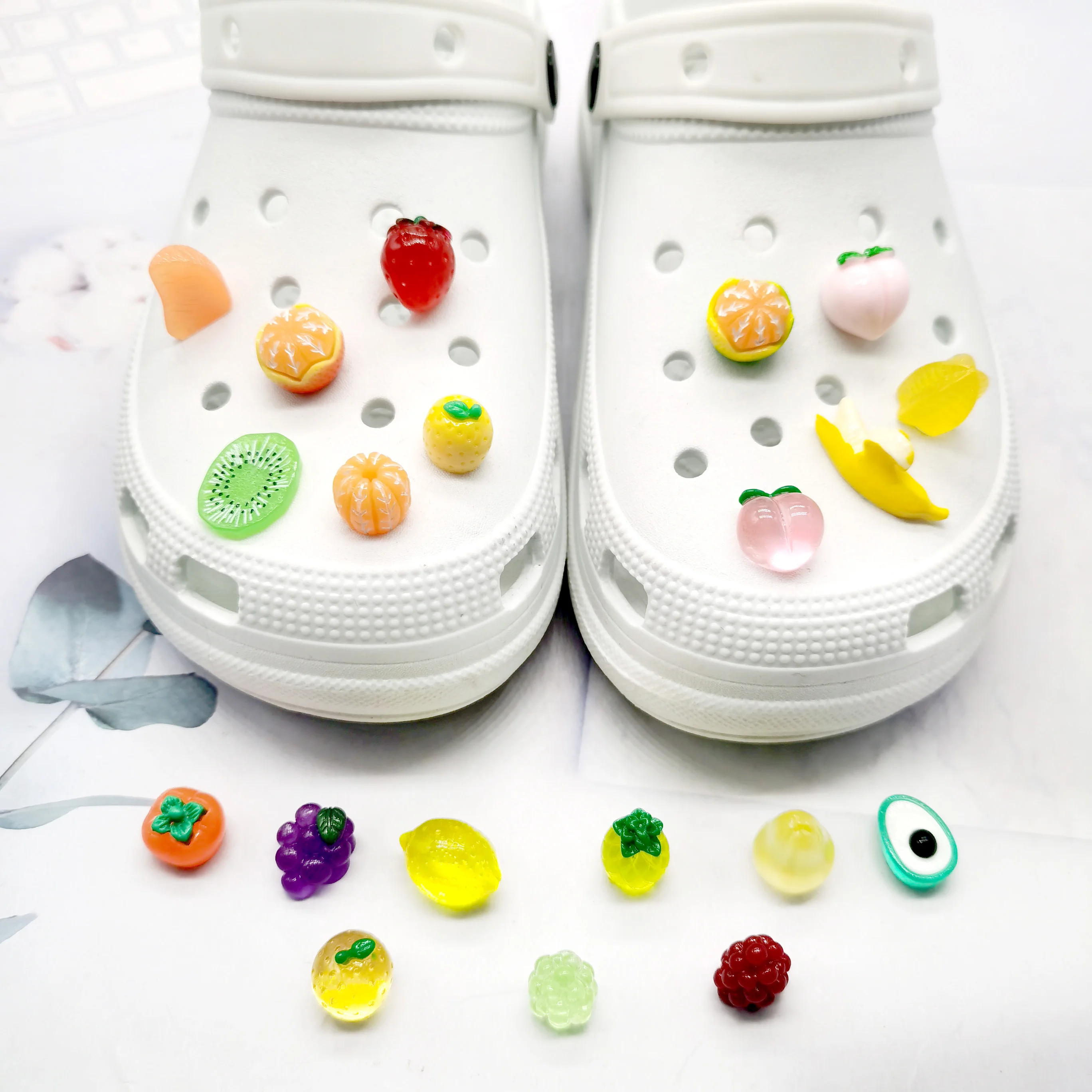 DIY Fruit Lemon Set Shoe Charms Accessories for Clogs Slide Sandals Garden Shoe Decoration Buckle Beach Bag Pin Boys Girls Gifts