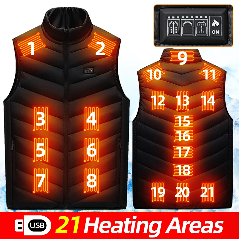 Womens Heated Vest For Men Usb Rechargeable Electric Heated Jacket Self Heating Vest Hunting Warming Clothing 21 Areas Heated