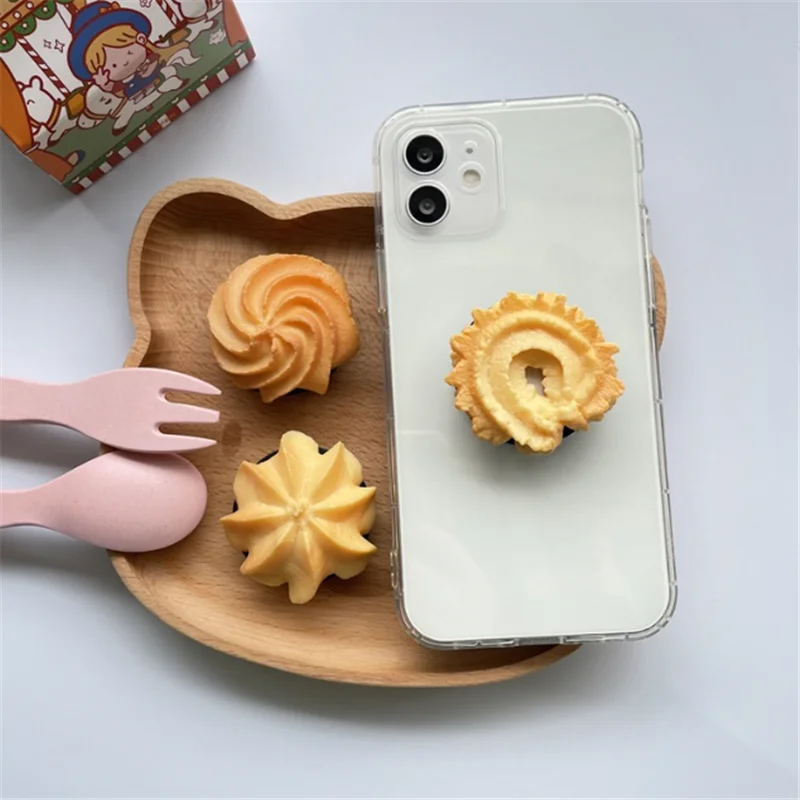 3D Cookie Shaped Smartphone Holder Griptok Stand for IPhone 17 Pro Max 15 16 XR Finger Strap Holder for Samxing Xiaomi 17