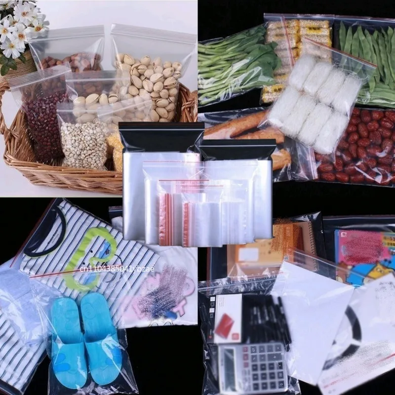 100 قطعة أكياس بلاستيكية صغيرة بقفل الرمز البريدي قابلة لإعادة الغلق حقيبة شفافة حقيبة التخزين فراغ أكياس واضحة زيبلوك تخزين المواد الغذائية أكياس بسحاب