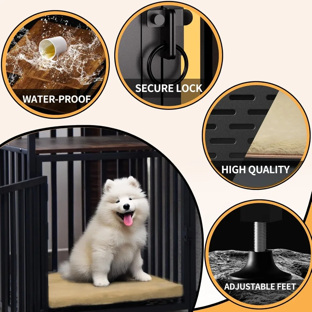 أثاث حديث لقاعدة الكلاب الداخلية للكلاب الصغيرة - أنبوب فولاذي مقاوم للمضغ، بيت على شكل طاولة نهائية مع ميزات منزلية