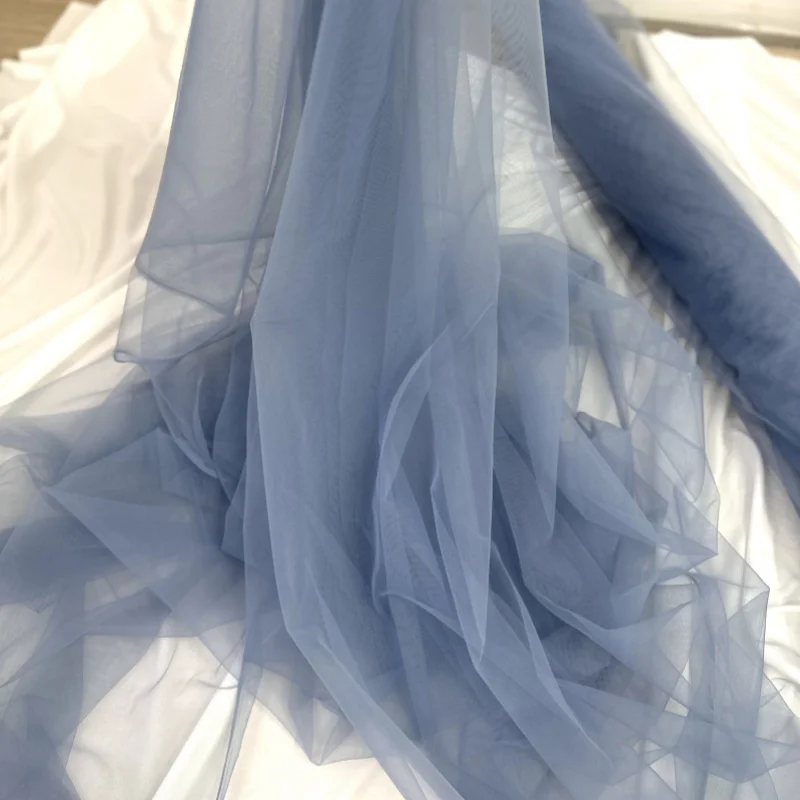 Dusty Blue Tulle Mesh Fabric Blue Soft Tulle Yarn For DIY Background Veil Wedding Dress Fairy Tulle Bridal Decoration Mater