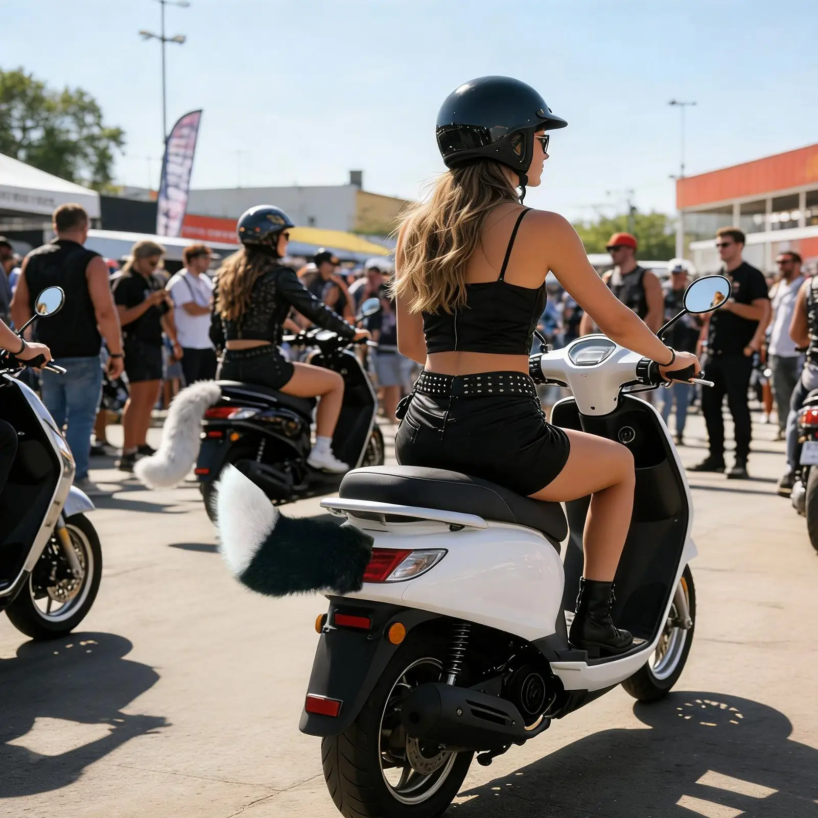 

Плюшевый хвост для мотоцикла с дистанционным управлением, регулируемый, для женщин-райдеров, в стиле аниме-костюма