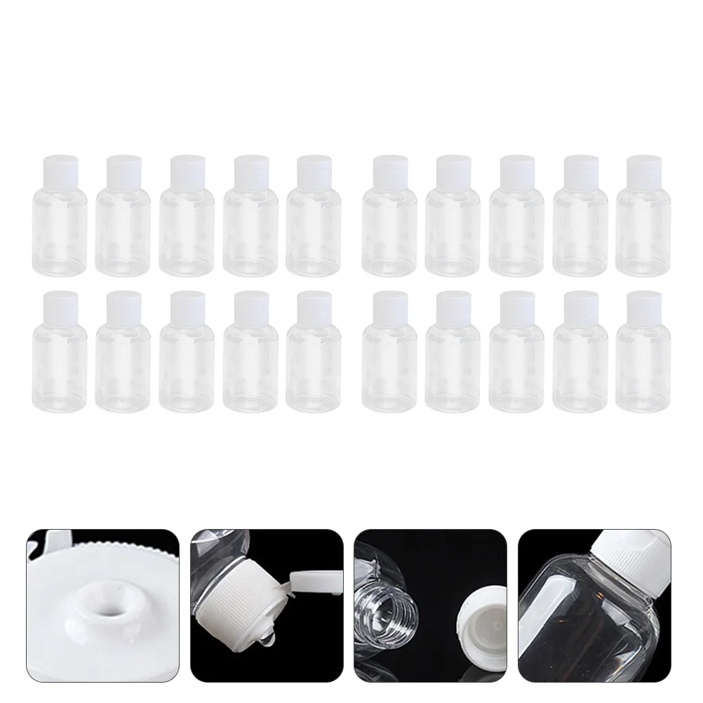 20 garrafas plásticas recarregáveis do aperto do curso dos pces 50ml tampas clamshell à prova de vazamento recipientes dispensadores portáteis para loções cremes