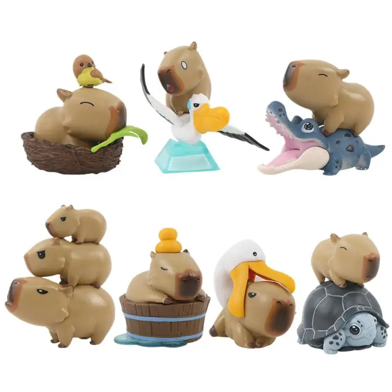 

Miniature Capybara Figurine 7X Miniature Capybara Figurine Dashboard Cartoon Animals Vivid Expression Capybara Statue Tabletop