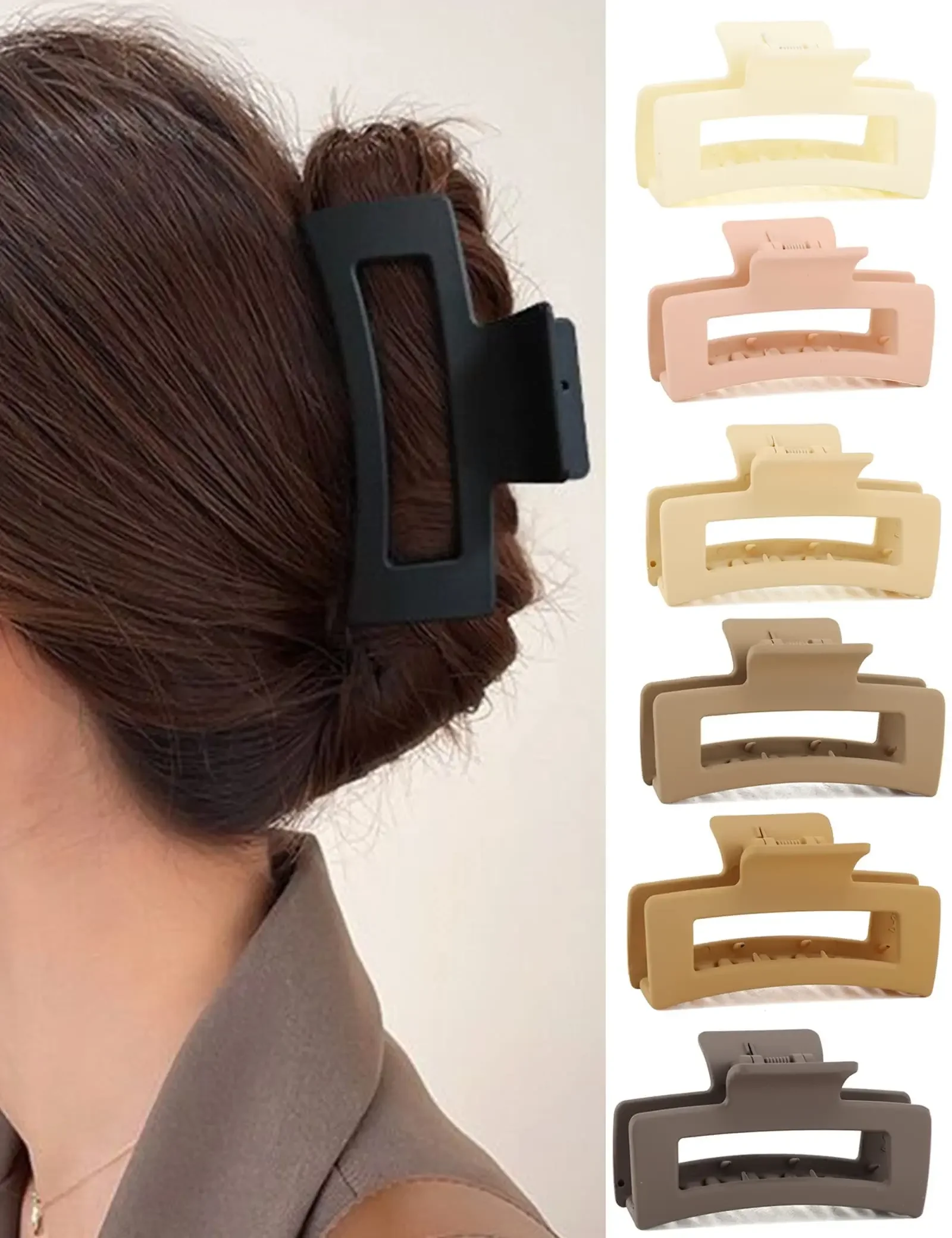 Claw Clips,'  Medium Claw Clips,7 Pcs Rectangular Claw Clips Medium Set,Higher Strength Hair Clips for Women