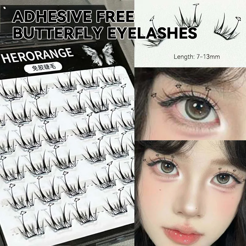 Lichtgewicht, dunne, lijmvrije valse wimpers, dik en gekruld, gesegmenteerde wimpers, drietraps make-uptoepassing, natuurlijke oogmake-up