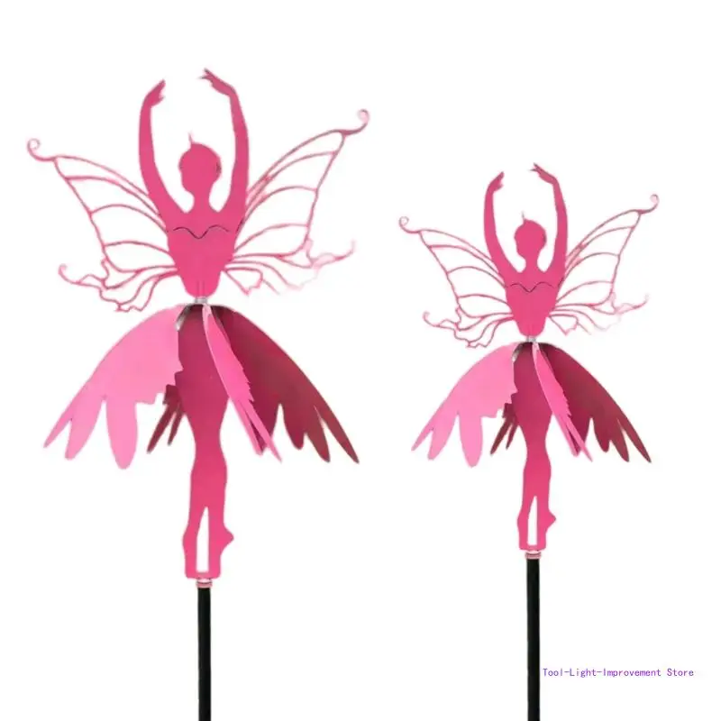 

C63E 2024 Flower Fairy Spinners Metal Garden Stake Outdoor Amidst Yard Stake Fairy