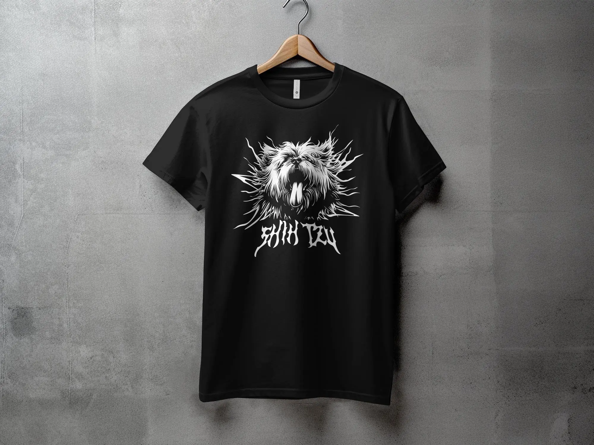 

Футболка Shih Tzu с дизайном Death Metal Bold Rock Out Your Pup, идеально подходящая для владельцев собак Metalhead