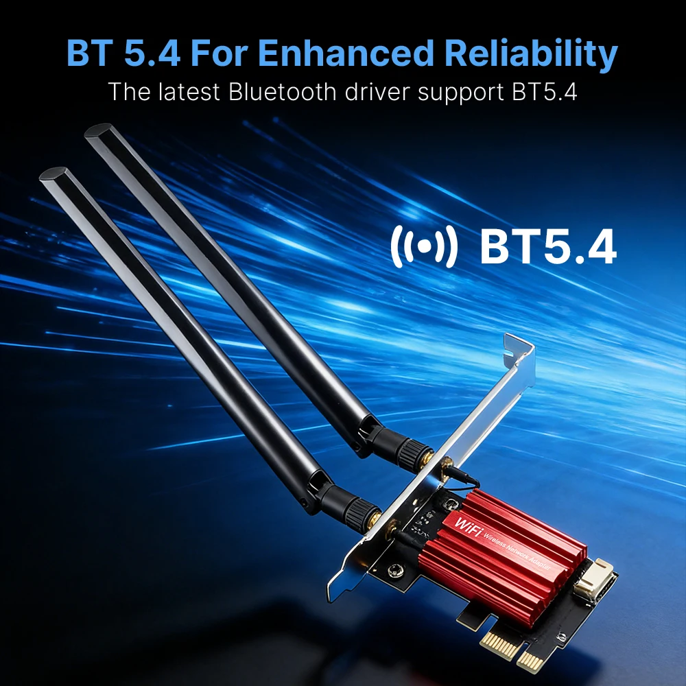 WiFi 6E AX210 BT5.4 PCIE Wifi Adapter 5374Mbps 802.11AX Wireless Network Card 2.4G/5G/6GHz Dual Band For Win 10 11