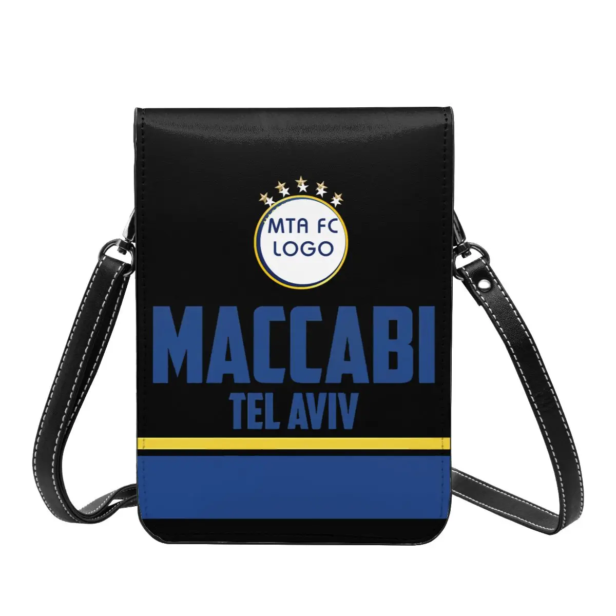 Maccabi Tel Aviv Mobiele Telefoon Portemonnee Handtas Crossbody Tas Schoudertas Met Verstelbare Riem