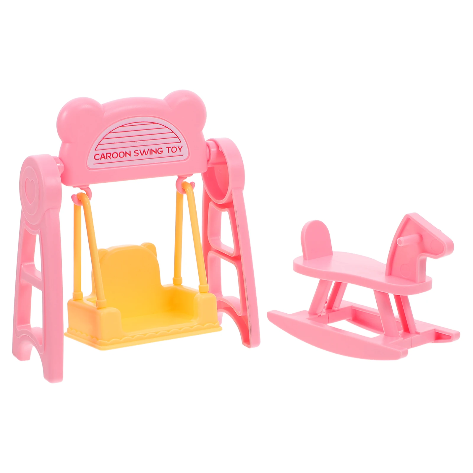 

2 Sets Children's Play House Toy Dollhouse Chairs Micro Landscape Swing Models Mini Furniture Decoration Plastic