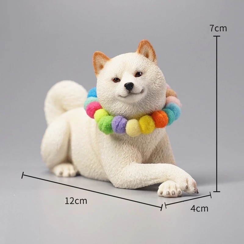 Cute Lying Shiba Inu Resin Figurine Pet Dog Desk Ornament For Office & Home Creative Gift Vivid Fluffy Design Solid Smooth Resin