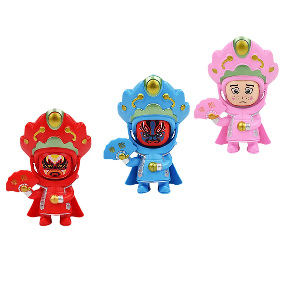 3 Pcs Sichuan Opera Face Changing Toy Chinese Wallet Schoolbag Pendant Kindergarten Prize Pvc Culture