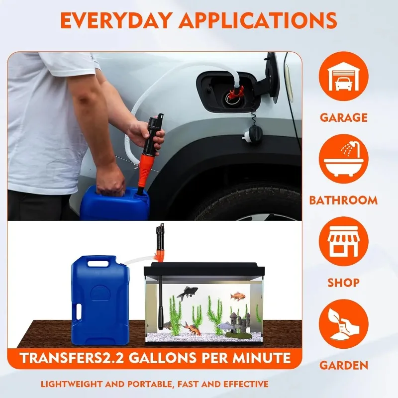 Transfer Pump: Battery Powered Electric Siphon Pump for Gas Diesel Water Transfer, 2.6 GPM Flow Oil Extractor, Hand Fuel Pump