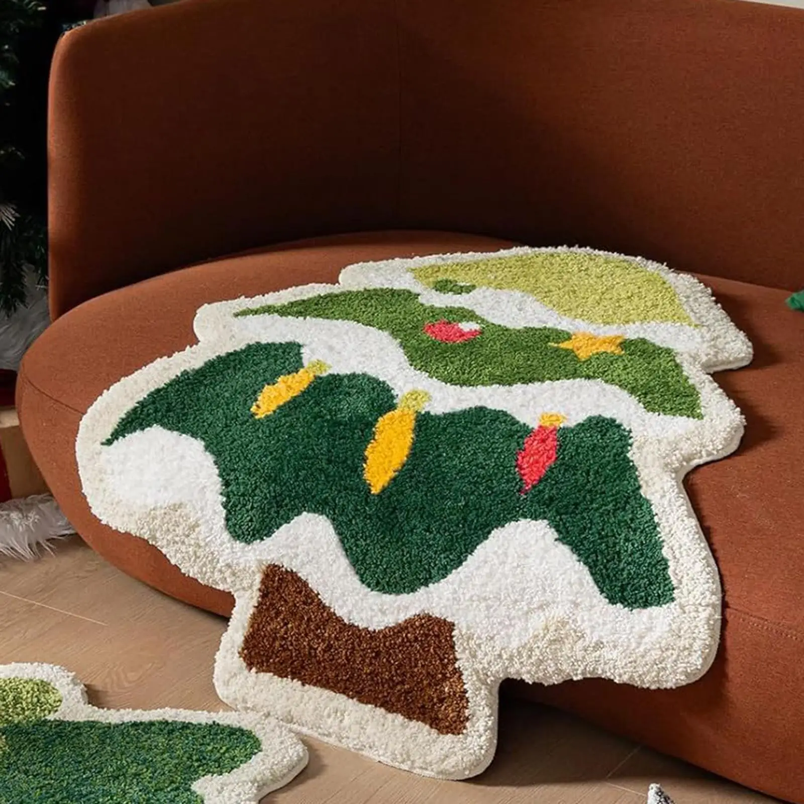 Christmas Tree Rug Washable Professional Non Slip for Christmas Decor Carpet