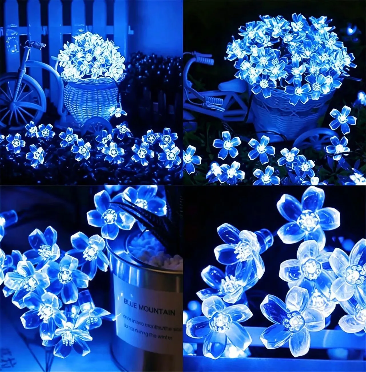 Outdoor Solar Led String Lights Cherry Flowers  Light Strings 8 Lighting Modes Solar Lamp for Camping Wedding Christmas Decor image 5