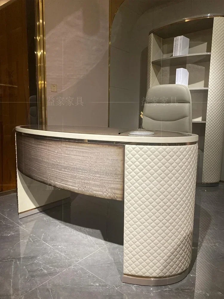 Italian light luxury, painted desk and chair boss, president, computer desk solid wood desk