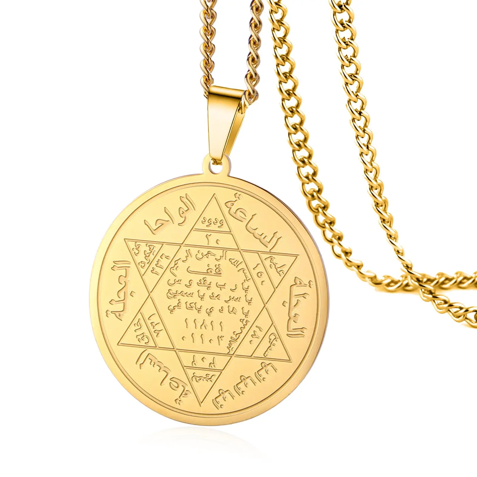 

VASSAGO Seal of Solomon Necklace for Women Men Stainless Steel Pentacle Talisman King Solomon Pendant Magic Amulet Jewelry Gift