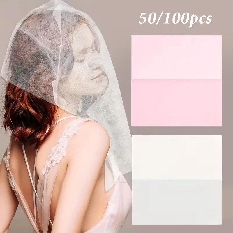

50/100pcs Disposable Makeup Shield Caps - Breathable Hair & Clothing Protectors for Bridal, Party & Daily Use