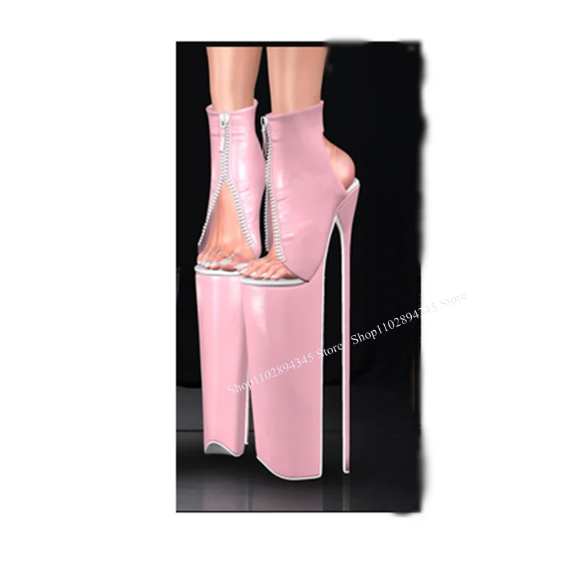 Black Zipper Super Platform Hollow Sandals Thin High Heel Peep Toe Cool Fashion Sexy Summer 2024 Woman Shoes Zapatillas Mujer