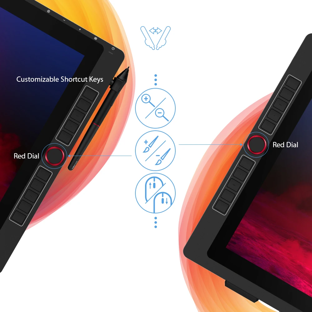 XPPen Artist 22R Pro Tablet graficzny Monitor 21,5 cala Tablet do rysowania Wyświetlacz 60 nachylenia 20 klawiszy skrótów 2 koła 120% sRGB