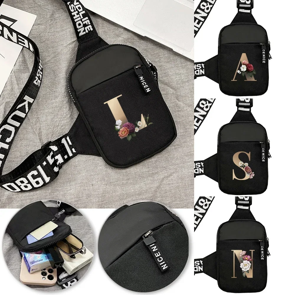 Men Sports Chest Pack Fitness Yoga Mini Chest Bag Wallet  Shoulder Crossbody Bag Outdoor Diamond Initial Name A To Z Pattern