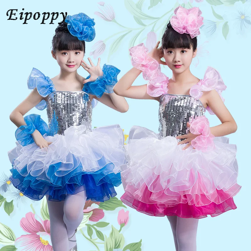 Ropa Para vestido de salsa con lentejuelas para niños, trajes de baile de jazz modernos para niñas, disfraces de baile para niños, traje de escenario para niños, baile contemporáneo