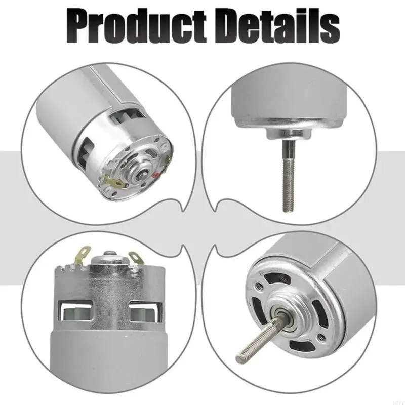 RS755 Motor Replacement Part with Threaded Drive End, Metal Housing, 98 x 44.5 mm, for Grass Cutter Repair and Brush Cutter 87HA