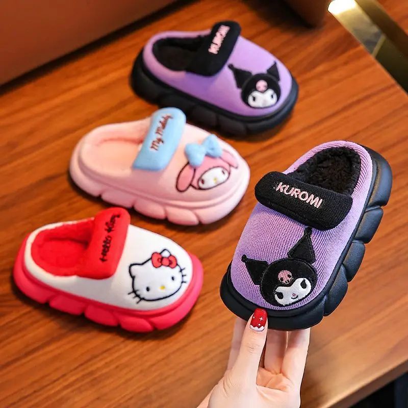 

Sanrio Girl My Melody Kawaii модные нескользящие хлопковые тапочки студенческие зимние детские теплые тапочки с героями мультфильмов Mao Mao, новый стиль