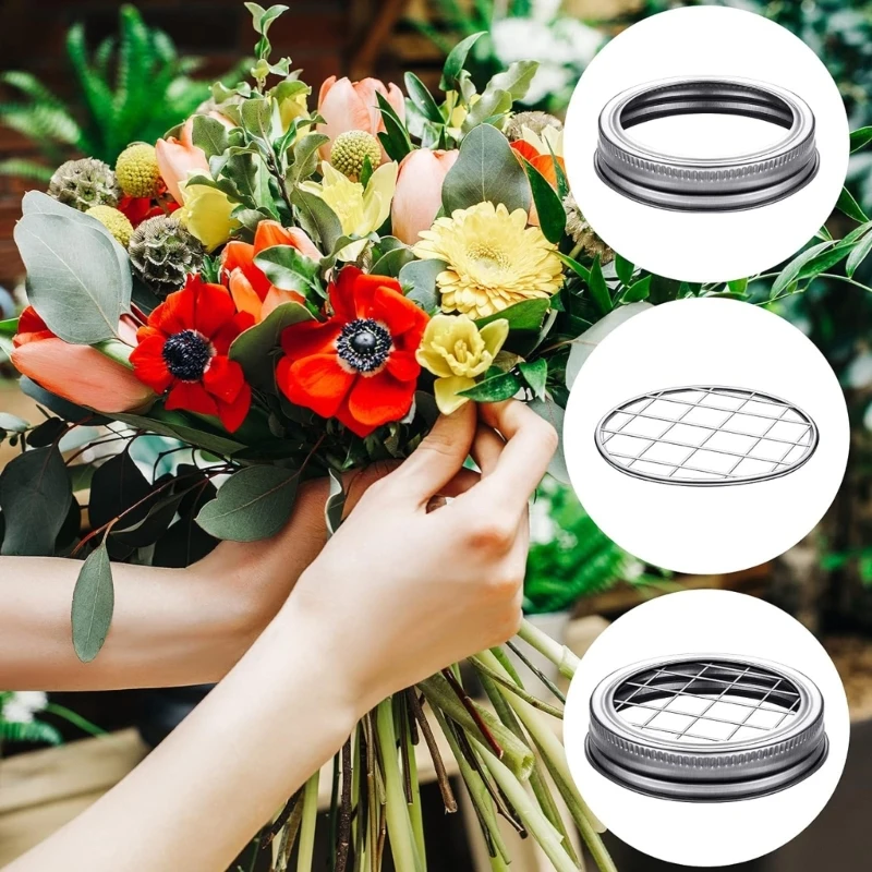 Metal Lid Insert Portable and Lightweight Jar Lid Straw Hole Lid Metal Flower Lid Great for Various Drop Shipping