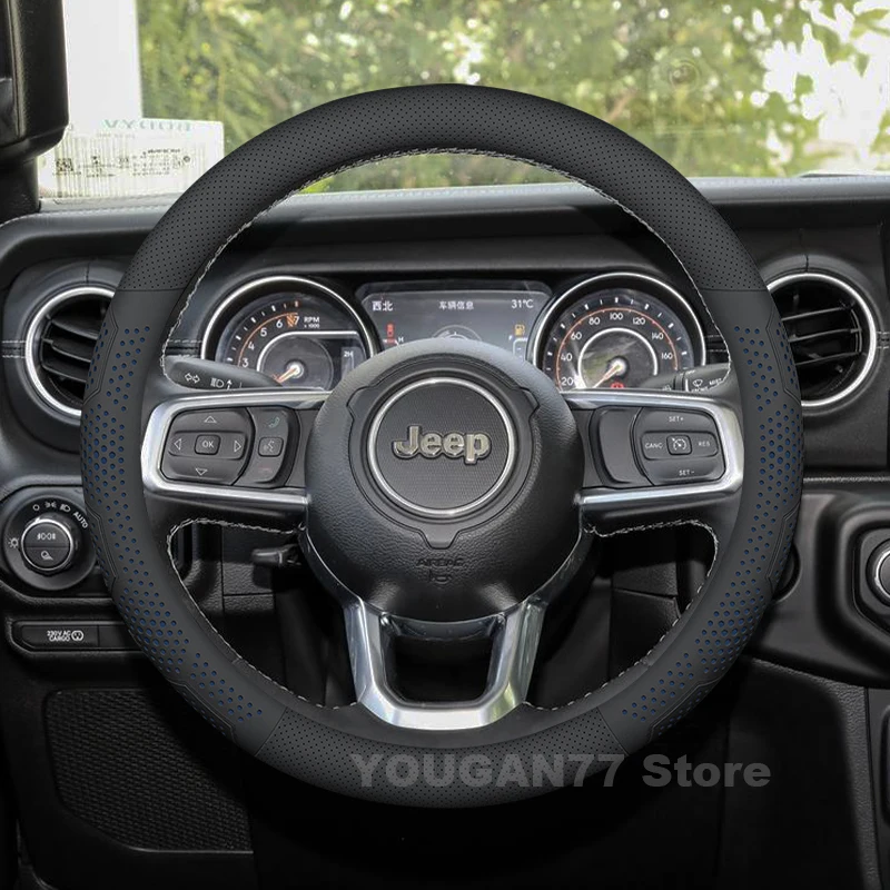 

Leather Car Steering Wheel Cover For Jeep Gladiator 2025 2021-2024 wear-resistant Auto Steering Wheel Jeep Gladiator Accessories