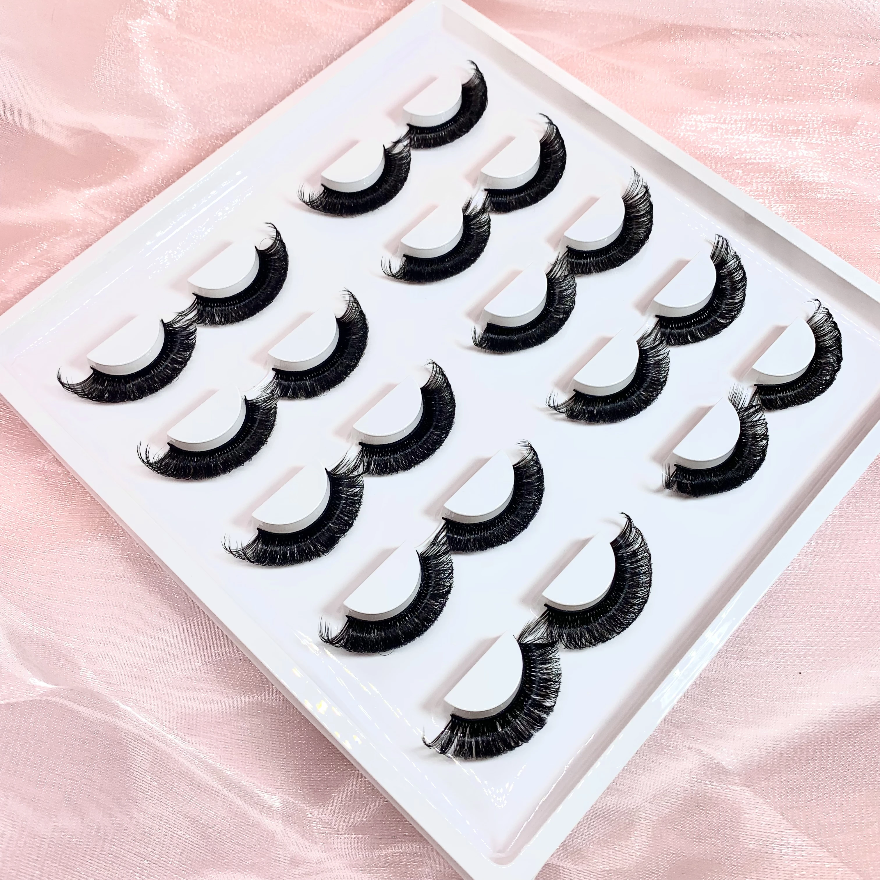 10 Pairs DD Curl Russian Strip Lashes Fluffy Volume False Eyelashes DD Curl Dramatic Messy Faux Mink Fake Lashes Make Up