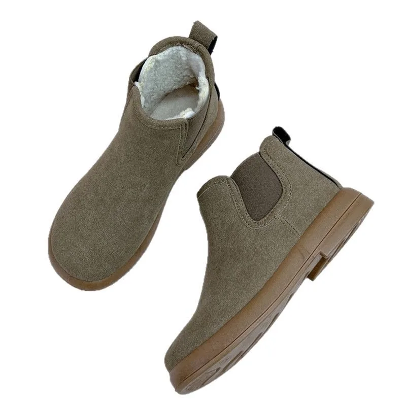 Winter Velvet Women's Cotton Shoes Are Warm Simple Fashionable Flat Comfortable Versatile Short Boots Anti Slip Snow Boots