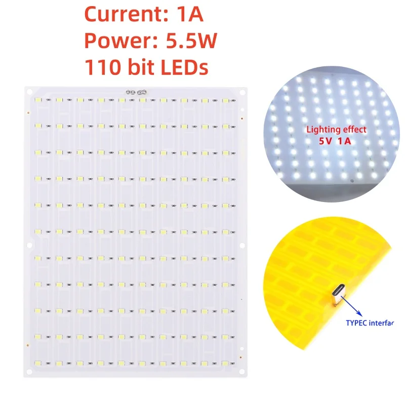 LED Light Source Low-voltage Light Board 5V 1A USB-C Power Supply 150x120MM 110Bit Compatible Bambu Relief Frame Backlight Board