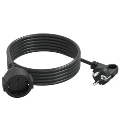 3 meter Extension Power Cord, European Plug Electric Extension Cable Male to Female Power Socket 250V/16A For PC Computer