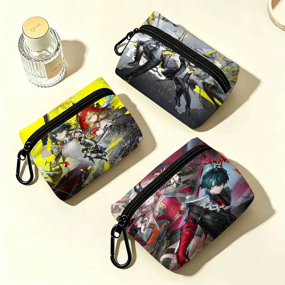 Arknights Endfield Mini Oxford Cloth Coin Purse With Carabiner Hook Portable Key Card Wallet Small Zipper Storage Pouch