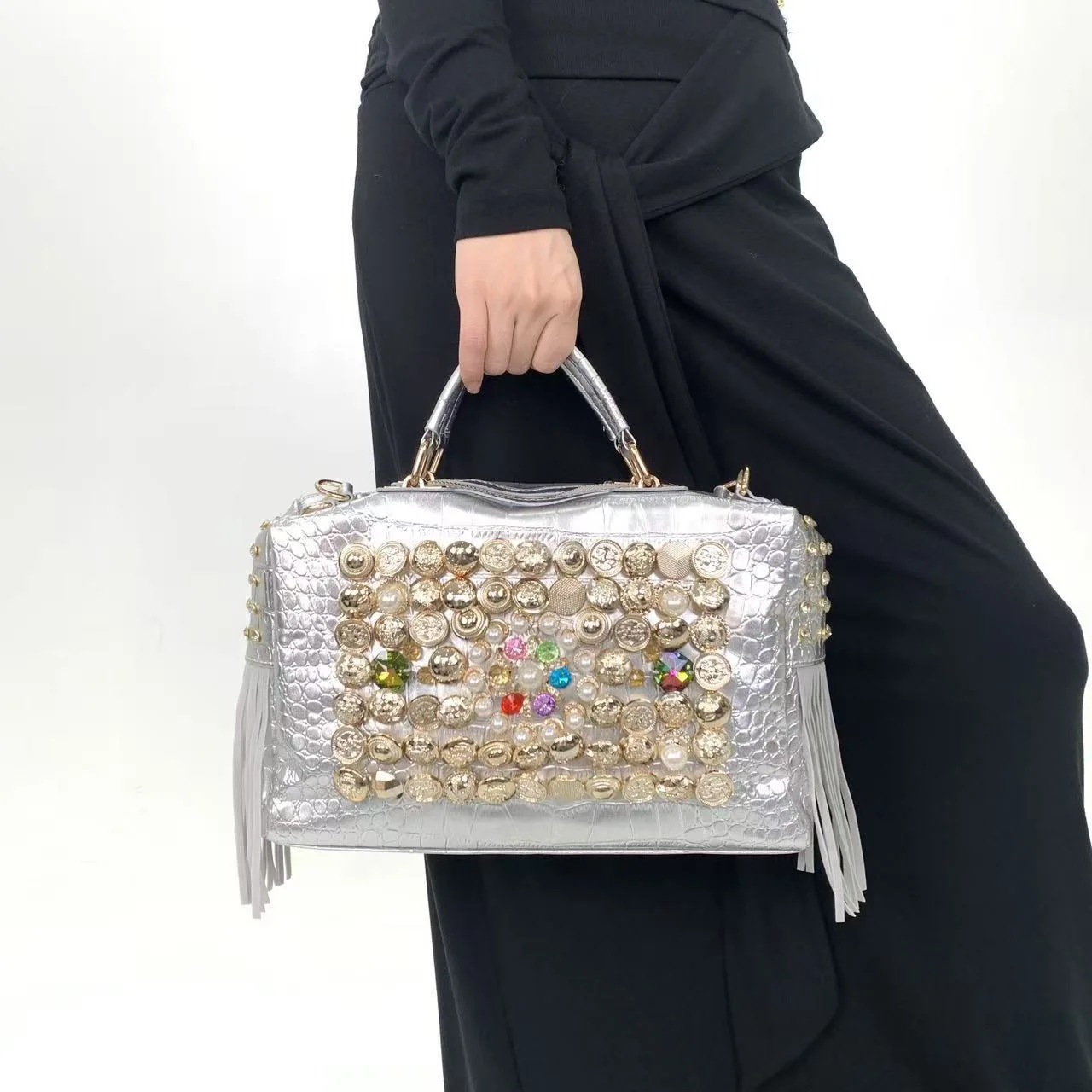 

Сумка-тоут с бахромой из страз, женская роскошная многофункциональная сумка через плечо, модная сумка для вечеринок, повседневная сумка для работы и учебы