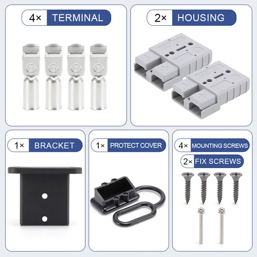 Imagen 2 del producto 2 uds 50A 120A 175A conector de alimentación de batería enchufe rápido conectores de carga de batería de coche 600V conectores de Cable eléctrico de carretilla elevadora