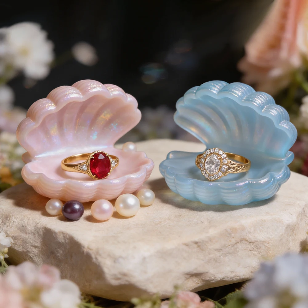 S0277 3D Seashell Shape Storage Container Box Moule Silicone Resine Concrete Plaster Jewelry Ring Holder Epoxy Molds for DIY