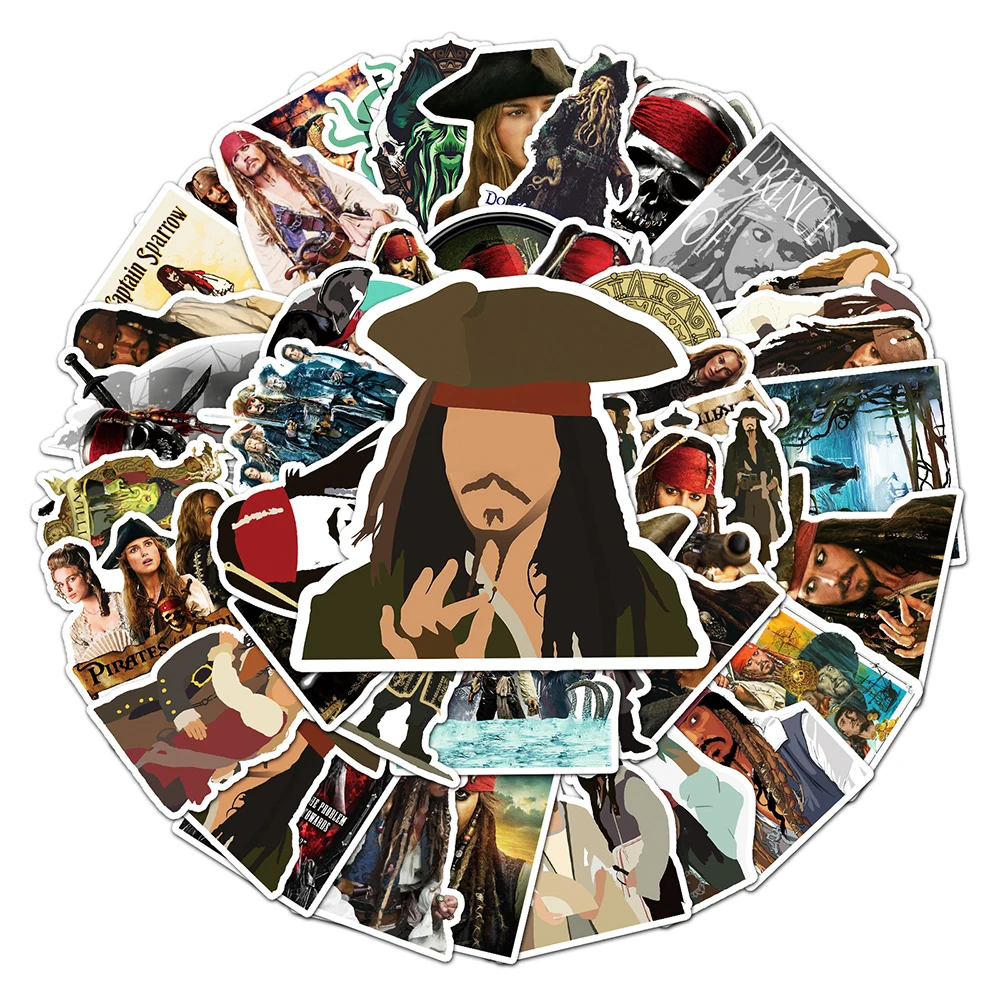 10/30/50pcs Disney Movie Pirates of the Caribbean Stickers Decal for Phone Skateboard Notebook Cartoon Graffiti Sticker Kids Toy