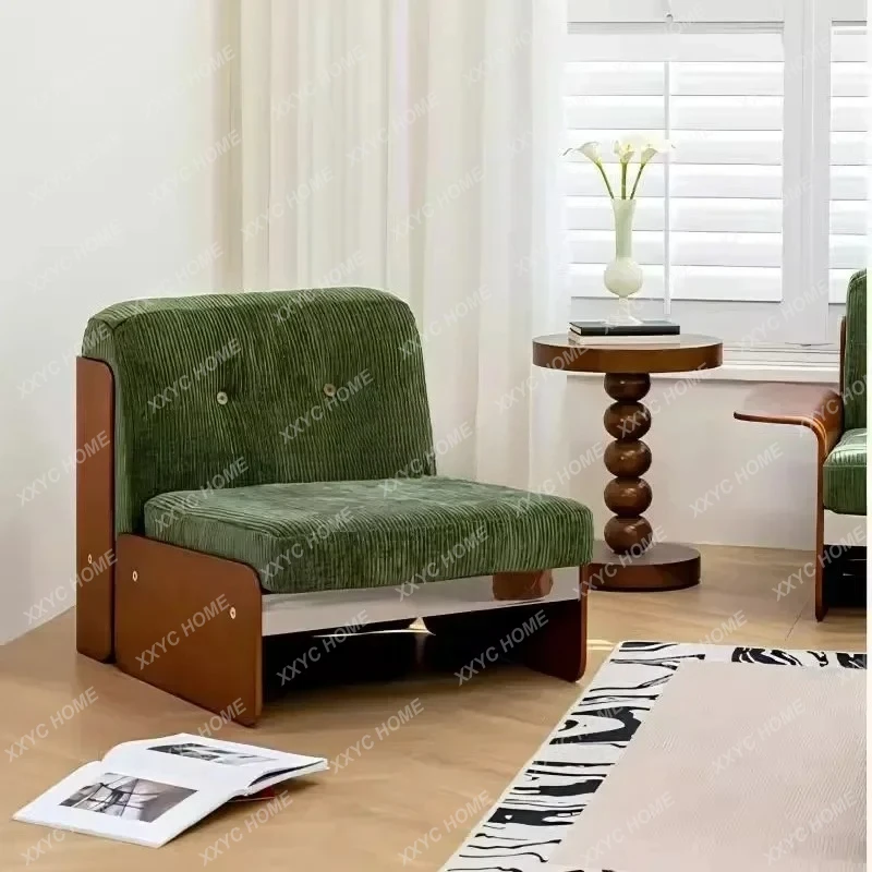 Q XZQ retro single sofa chair home, sofa, solid wood living room leisure chair