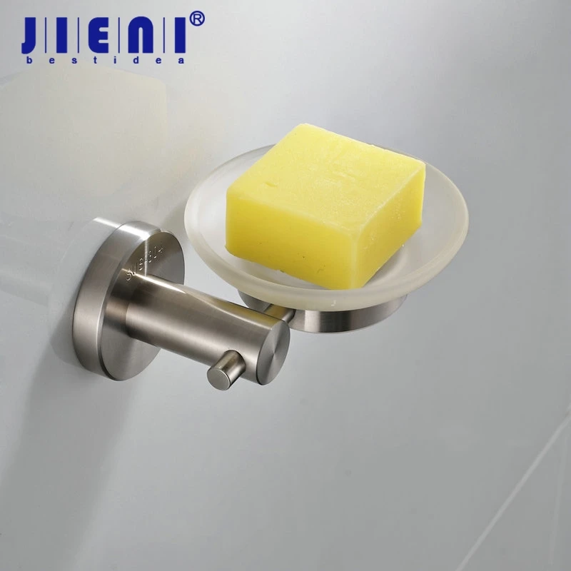 JIENI Chrome Polish Soap Dishes Brand Bathroom Accessories Nickel Brushed Glass dish soap holder